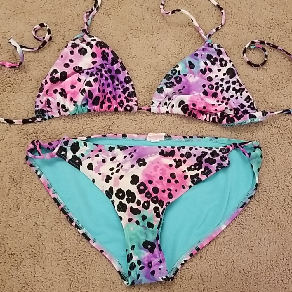 Tie dye leopard bikini